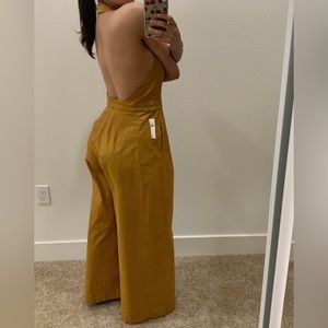 Anthropologie Denim backless jumpsuit